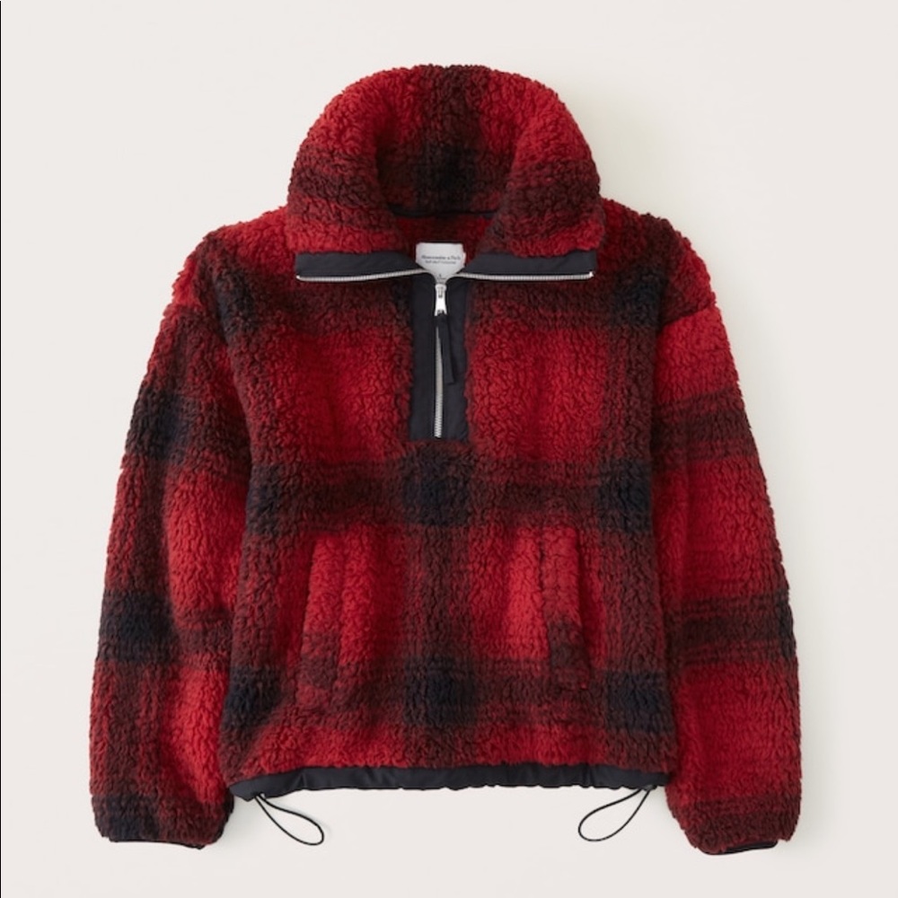 Abercrombie & Fitch Black & White cinched Sherpa pullover